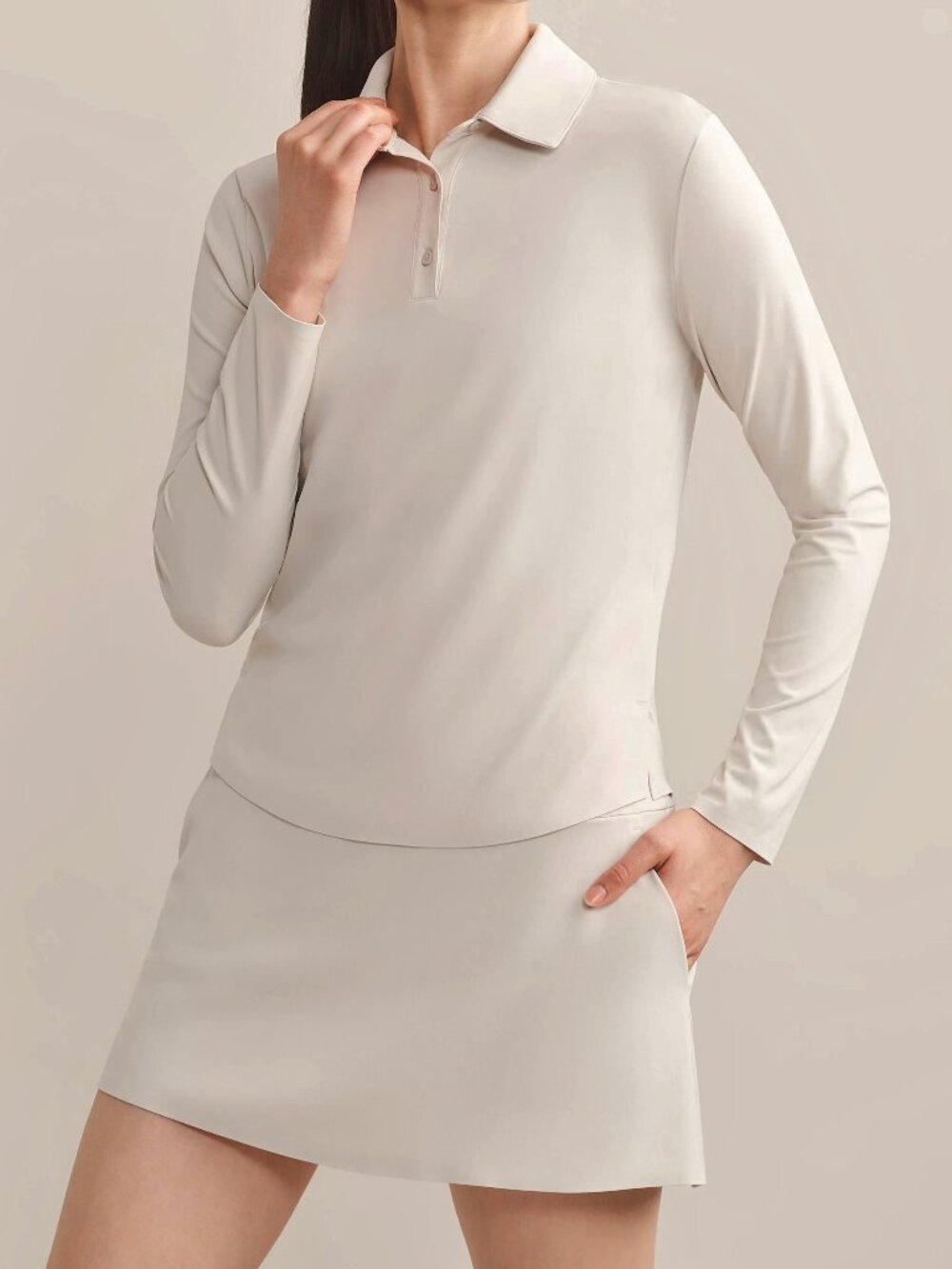 NEW Rhone Course to Court Performance Long Sleeve Polo NWT Sand XL $108